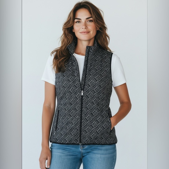 adidas Jackets & Blazers - Adidas Women's Full Zip Geometric Print Faux Fur Lined Golf/Athletic Vest sz XL